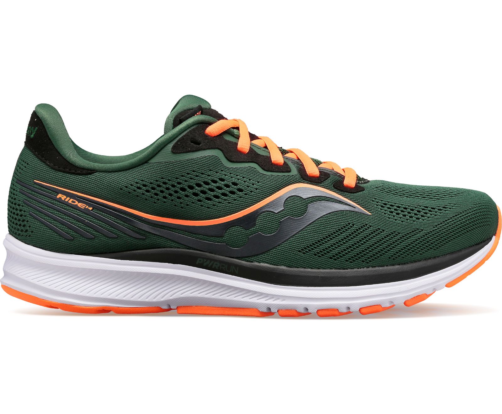 Tenis Para Correr Saucony Ride 14 Hombre Verdes Oscuro Naranjas | México 551TCEV
